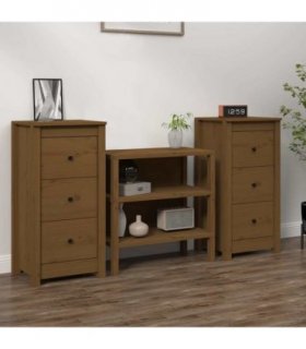 vidaXL Sideboards 2 pcs Honey Brown 40x35x80 cm Solid Wood Pine — Model: 3 drawer cabinet
