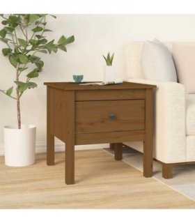 vidaXL Side Table Honey Brown 50x50x49 cm Solid Wood Pine — Size: 50 x 50 x 49 cm