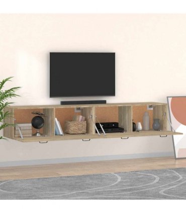 vidaXL Wall Cabinets 2 pcs Sonoma Oak 100x36.5x35 cm Engineered Wood — Size: 100 x 36.5 x 35 cm