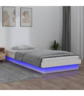 vidaXL LED Bed Frame without Mattress White 90x200 cm Solid Wood — Size: 90 x 200 cm