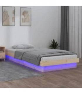 vidaXL LED Bed Frame without Mattress 100x200 cm Solid Wood — Colour: natural, Size: 100 x 200 cm