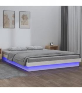 vidaXL LED Bed Frame without Mattress White 160x200 cm Solid Wood — Size: 160 x 200 cm