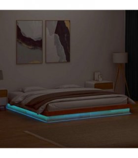 vidaXL Bed Frame | Wax Brown | Solid Pine Wood, Plywood slats | Double — Size: 200 x 200 cm