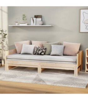vidaXL Pull-out Day Bed | Natural Pine | Solid Pine Wood | Standard — Size: 90 x 190 cm