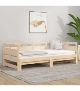 vidaXL Pull-out Day Bed without Mattress Solid Wood Pine 2x(80x200) cm — Colour: natural, Size: 80 x 200 cm