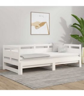 vidaXL Pull-out Day Bed | White | Solid pine wood | 2x — Size: 90 x 200 cm