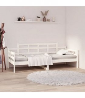 vidaXL Day Bed without Mattress White Solid Wood Pine 90x200 cm — Size: 90 x 200 cm