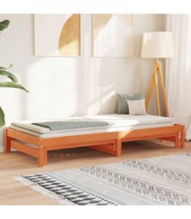 vidaXL Day Bed with Trundle without Mattress Wax Brown 90x200 cm — Size: 90 x 200 cm