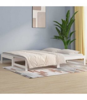 vidaXL Day Bed | White | Solid pinewood | Double | Expandable | Day Bed — Size: 90 x 190 cm