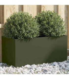 vidaXL Planter Olive Green 62x30x29 cm Steel — Size: 62 x 30 x 29 cm