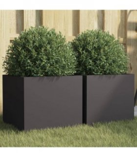 vidaXL Planters 2 pcs Black 32x30x29 cm Steel — Size: 32 x 30 x 29 cm