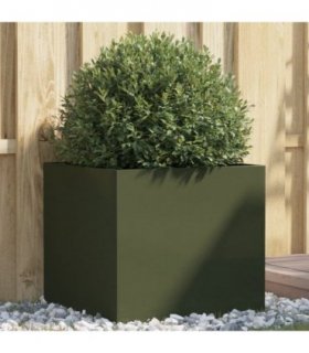 vidaXL Planter Olive Green 49x47x46 cm Steel — Size: 49 x 47 x 46 cm