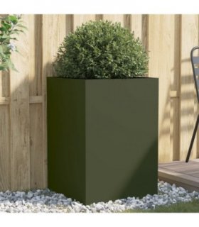 vidaXL Planter Olive Green 52x48x75 cm Steel — Size: 52 x 48 x 75 cm