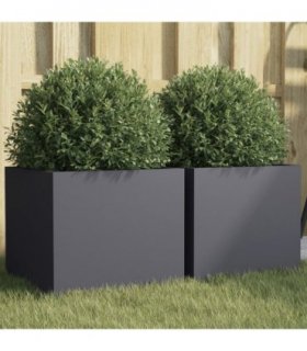vidaXL Planters 2 pcs Anthracite 32x30x29 cm Steel — Size: 32 x 30 x 29 cm