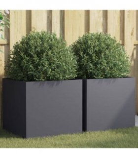 vidaXL Planters 2 pcs Anthracite 49x47x46 cm Steel — Size: 49 x 47 x 46 cm