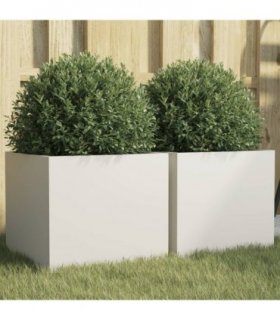 vidaXL Planters 2 pcs White 32x30x29 cm Steel — Size: 32 x 30 x 29 cm
