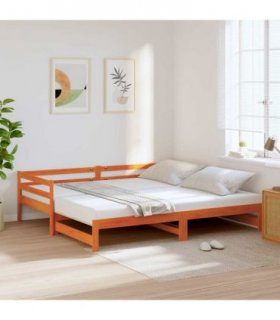 vidaXL Daybed with Trundle without Mattress Wax Brown 90x200 cm Solid Wood — Size: 90 x 200 cm