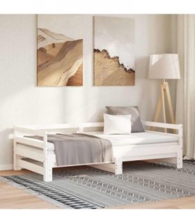 vidaXL Pull-out Day Bed without Mattress White 80x200 cm — Size: 80 x 200 cm