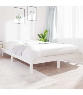 820552 vidaXL Bed Frame without Mattress White 160x200 cm Solid Wood — Size: 160 x 200 cm