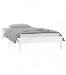 vidaXL LED Bed Frame without Mattress White 90x200 cm Solid Wood — Size: 90 x 200 cm — V0672032974