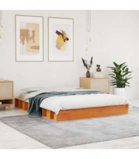 vidaXL Bed Frame without Mattress Wax Brown 120x200 cm Solid Wood Pine — Size: 120 x 200 cm — V0672032983