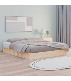 vidaXL Bed Frame without Mattress 150x200 cm King Size King Size Solid Wood — Colour: natural, Size: 150 x 200 cm
