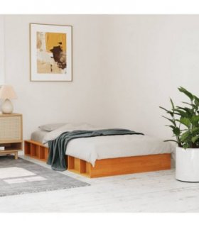 vidaXL Bed Frame without Mattress Wax Brown 90x200 cm Solid Wood Pine — Size: 90 x 200 cm
