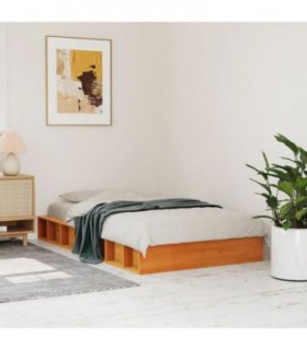 vidaXL Bed Frame without Mattress Wax Brown 75x190 cm Small Single Solid Wood Pine — Size: 75 x 190 cm — V0672032998