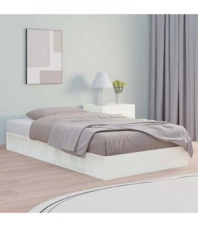 vidaXL Bed Frame without Mattress White 135x190 cm Double Double Solid Wood — Size: 135 x 190 cm