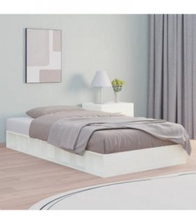 vidaXL Bed Frame without Mattress White 75x190 cm Small Single Solid Wood — Size: 75 x 190 cm