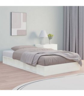 vidaXL Bed Frame without Mattress White 90x190 cm Single Single Solid Wood — Size: 90 x 190 cm