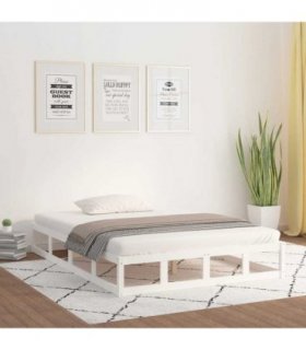 vidaXL Bed Frame without Mattress White 140x200 cm Solid Wood — Size: 140 x 200 cm — V0672033039