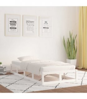 vidaXL Bed Frame | White | Solid pine wood, Plywood | 75x190 cm Small Single — Size: 75 x 190 cm