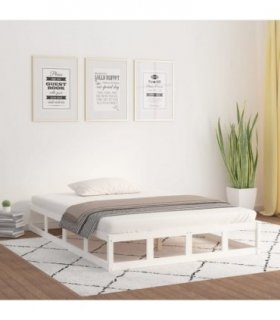 vidaXL Bed Frame | White | Solid pine wood, plywood slats | 140x190 cm | Durable — Size: 140 x 190 cm