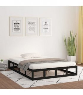 vidaXL Bed Frame without Mattress Black 160x200 cm Solid Wood — Size: 160 x 200 cm