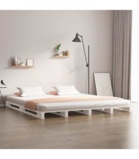vidaXL Pallet Bed without Mattress White Super King Size Solid Wood — Size: 180 x 200 cm