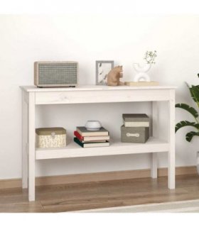 vidaXL Console Table White 110x40x75 cm Solid Wood Pine — V0672033242