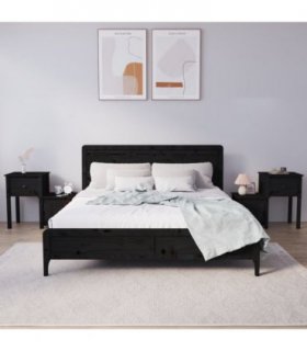 vidaXL Bedside Cabinet 2 pcs Black 79.5x38x65.5 cm Solid Wood Pine