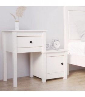 vidaXL Bedside Cabinet White 79.5x38x65.5 cm Solid Wood Pine