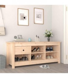 vidaXL Shoe Cabinet 110x38x45.5 cm Solid Wood Pine — Colour: natural