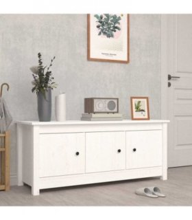 vidaXL Shoe Cabinet White 110x38x45.5 cm Solid Wood Pine