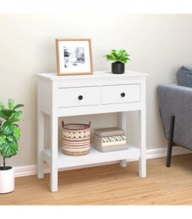 vidaXL Console Table White 75x35x75 cm Solid Wood Pine