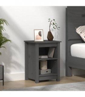 vidaXL Bedside Cabinet Grey 40x35x55 cm Solid Wood Pine