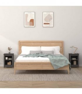 vidaXL Bedside Cabinets 2 pcs Grey 40x35x55 cm Solid Wood Pine