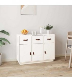 vidaXL Sideboard White 100x40x75 cm Solid Wood Pine — V0672033369
