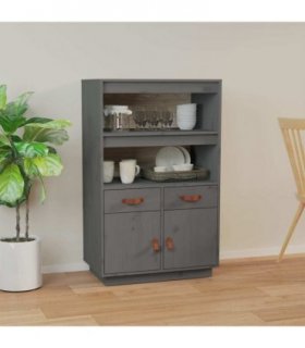 vidaXL Highboard Grey 67x40x108.5 cm Solid Wood Pine