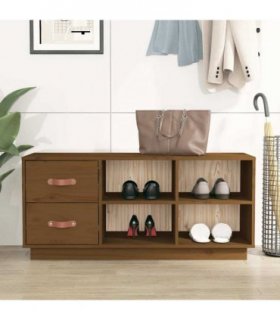 vidaXL Shoe Bench Honey Brown 100x34x45 cm Solid Wood Pine
