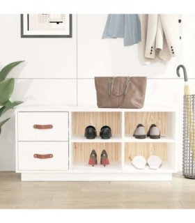 vidaXL Shoe Bench White 100x34x45 cm Solid Wood Pine