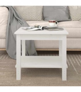vidaXL Coffee Table White 50x50x45 cm Solid Wood Pine — Size: 50 x 50 x 45 cm
