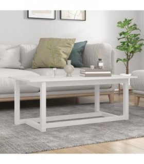 vidaXL Coffee Table White 110x55x45 cm Solid Wood Pine — Size: 110 x 55 x 45 cm